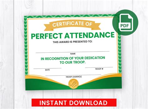 Perfect Attendance Certificate Template - Ablebionics