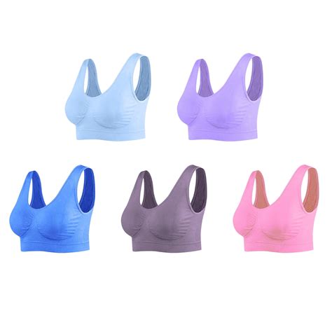 Leadmall Women Sleep Bra Sports Bras 5-Pack Ladies Seamless Sports Bra ...