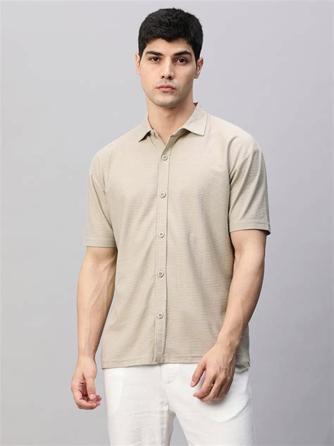 Mens Half Sleeve Resort Shirt - Beige – pronk.in