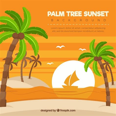 Beach background with palm trees at sunset | Free Vector
