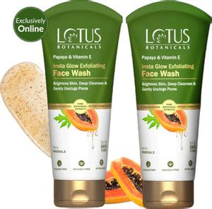 Lotus Botanicals Papaya & Vitamin E Insta Glow Exfoliating Facewash ...