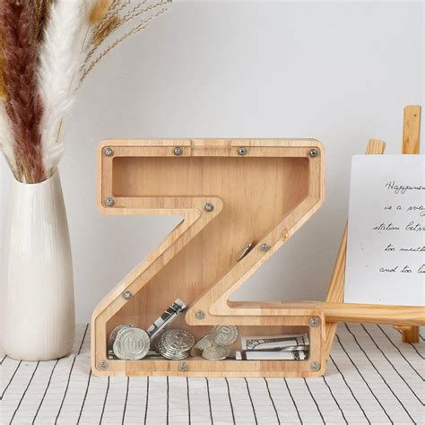 Buy CDUHB Large Personalized Wooden Letter Piggy Bank Alphabet Letter ...