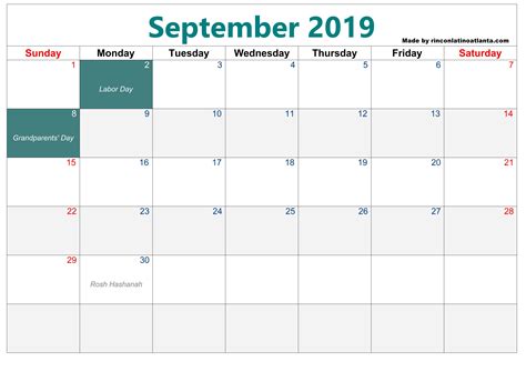 September Blank Calendar Printable - Printable And Enjoyable Learning