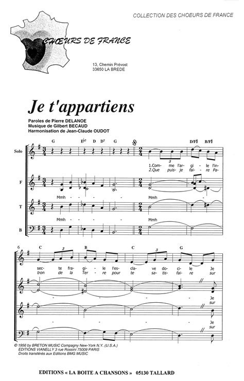 JE T'APPARTIENS - La Boîte à Chansons