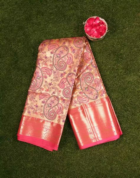 Gold Kantha Embroidered work Semi Silk Saree – South India Shopping Mall