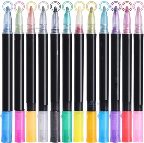 FunBlast 12 Color Marker Pens, Double Line Metallic Outline Markers ...