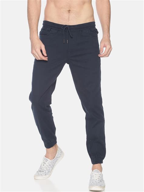 IVOC Men Navy Blue Slim Fit Solid Joggers - Price History