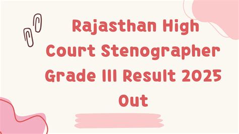 Rajasthan High Court Stenographer Grade III Result 2025 Out, Download PDF