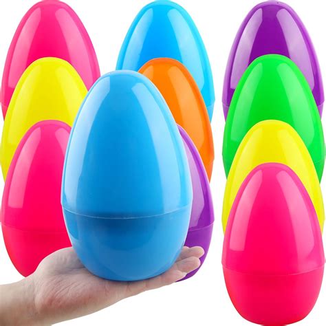 Buy Cotiny 12 Pack 8 Inch Jumbo Easter Eggs Fillable Giant Colorful ...