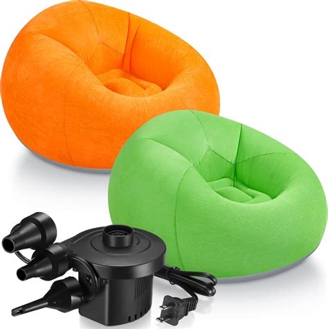 Amazon.com: Realspring 2 Pcs Inflatable Bean Bag Chairs with Electric ...