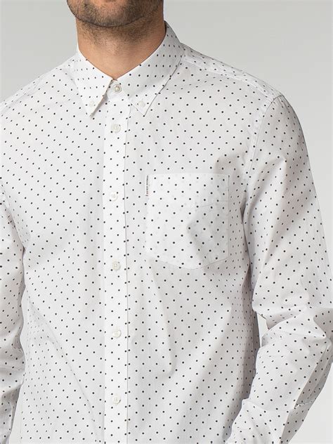 Men's White & Navy Blue Polka Dot Shirt | Ben Sherman | Est 1963