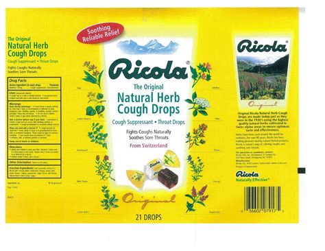 THE ORIGINAL NATURAL HERB COUGH DROPS (lozenge) Ricola Ag