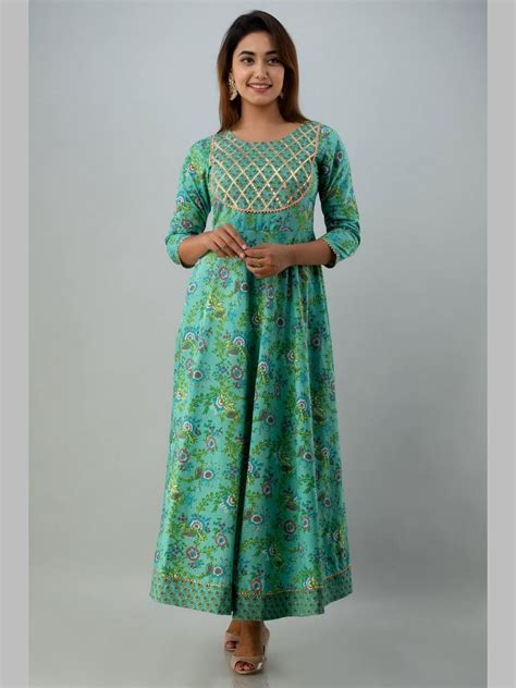 Women Cotton Printed Flared Kurta – Trendphoria