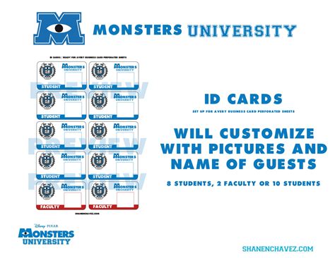Monster University Id Card Template