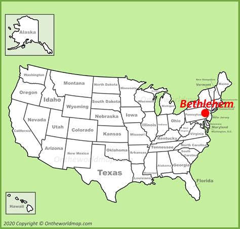 Bethlehem location on the U.S. Map - Ontheworldmap.com