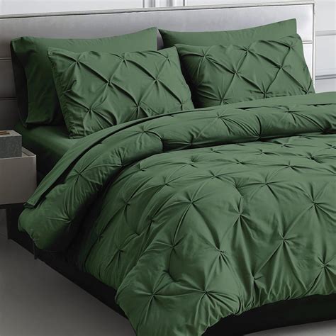 Maple&Stone Queen Comforter Set 7 Pieces Pinch Pleat Bed in A Bag ...