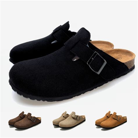 BERANMEY Women's Suede Clogs & Mules Stylish Leather Mules with Arch ...