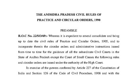 Andhra Pradesh Civil Rules of Practice - Official Gazette 1990 - Studocu