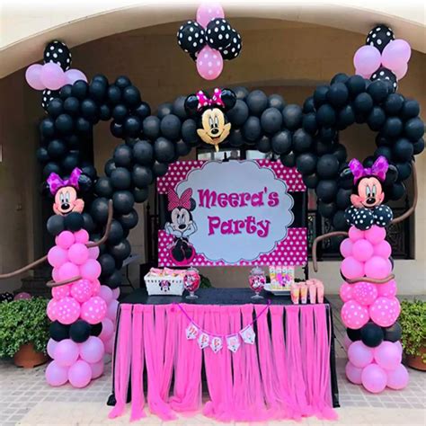 Minnie Mouse Theme Birthday Decor | Balloon Decoration in Hyderabad ...