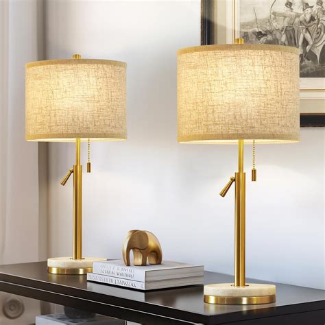 GyroVu Table Lamps Set of 2, Adjustable Height Bedside Lamps Marble ...