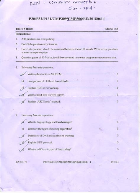 Computer Network - Oh best paper - Bachelors of Computer Applications ...