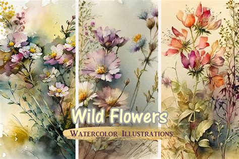 Wild Flowers Watercolor Illustrations