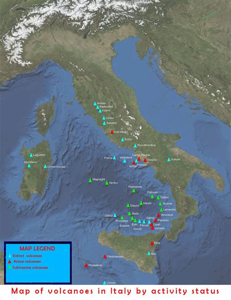 Map of volcanoes in Italy by activity status : r/europe