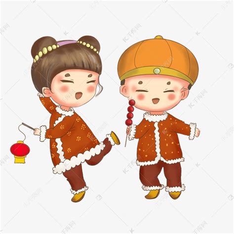 可爱春节童男童女素材图片免费下载-千库网