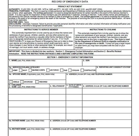 Dd Form 93 - Printable Form 2025