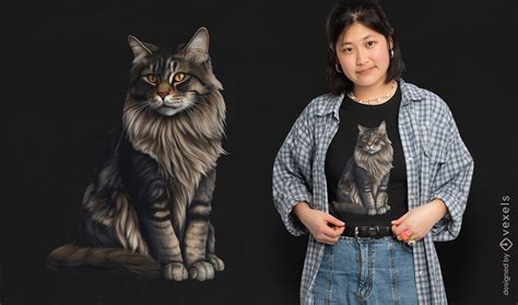Realistic Grey Cat Animal T-shirt Design Vector Download