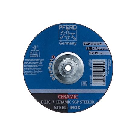 Pferd Grinding Wheel, 9" x 1/4", Type 27, 9 in Dia, 1/4 in Thick, 5/8 ...