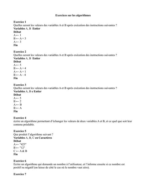 Image result for Algorithme Tableau Exercice Corrige
