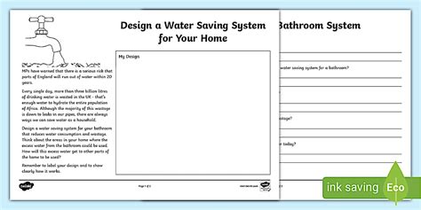 Water Saving System Design Activity | Water Saving Week