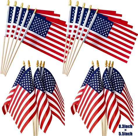Amazon.com : LoveVC 12Pcs 8×12 Inch Small American Flags on Stick Mini ...