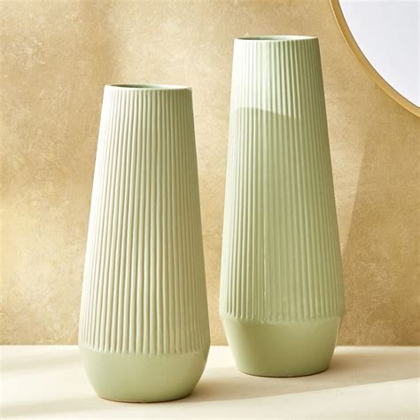 Buy Splendid Goldcrest Glen Ceramic Ribbed Vase from Home Centre at ...