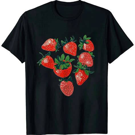 RUIYC Women Strawberry Cute Graphic T Shirts Fruit Shirts Strawberries ...