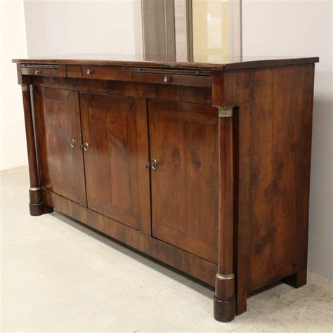 Antique Empire Sideboard 3 Doors In Walnut (207cm) - 19th