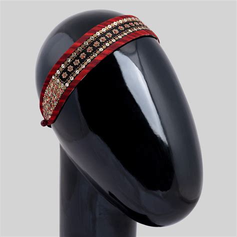 Red - Black Embroidered Hairband
