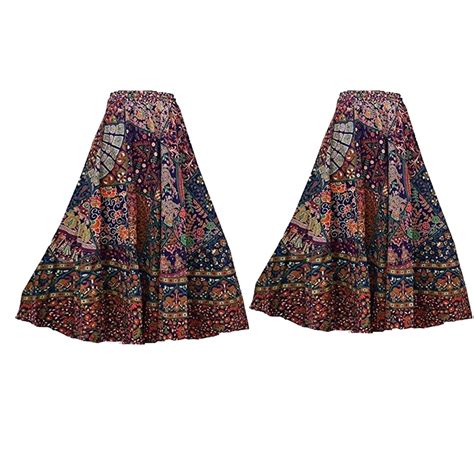 Buy Gayatri Fashion Women's Combo Jaipuri Maxi Skirt, Sanganeri Print ...