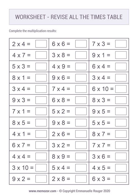 Times Tables Printable - prntbl.concejomunicipaldechinu.gov.co
