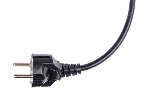 Black electrical plug and electrical cord isolated on white background ...