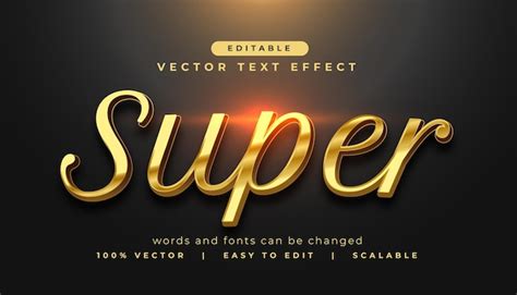 Customizable 3d golden super text effect template | Vector gratuito
