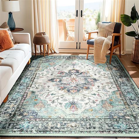 Amazon.com: RELEANY Area Rugs 5'x7' Washable Non-Slip, Floral Vintage ...