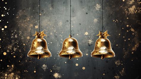 Stylish Merry Christmas Greeting With Golden Bells On Grunge Background ...