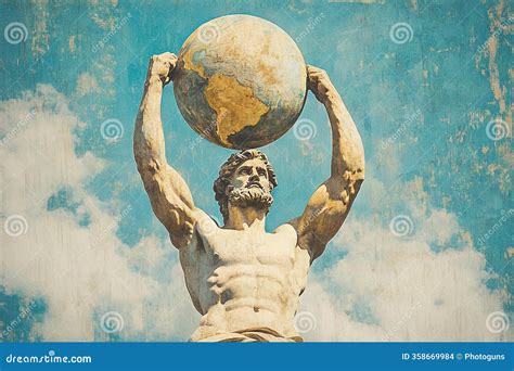 Statue of the Greek God Atlas Holding the Globe on His Shoulders ...