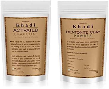 Pure Nature Khadi Pack of Activated charcoal and Bentonite clay powder ...