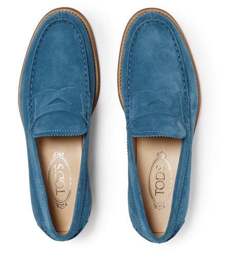 Tod's Suede Penny Loafers in Blue for Men - Lyst