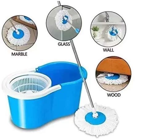 Dry Bucket Mop 360 Degree Self Spin Wringing 3 Super Absorbers for Home ...