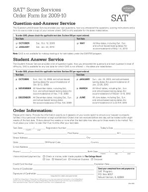 SAT Score Services Order Form - Blank Fillable Template | Fill Out ...