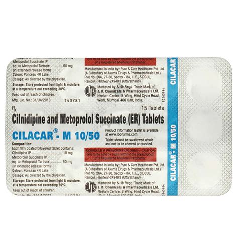 Cilacar M 10/50mg Strip Of 15 Tablets: Uses, Side Effects, Price ...